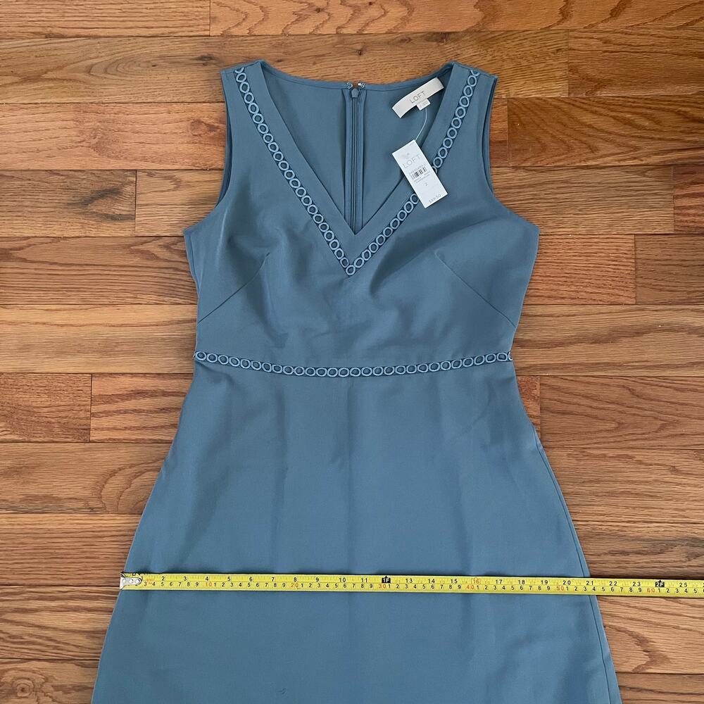 Ann Taylor Loft Women’s 2 Lacy A-Line Dress Blue Sleeveless Casual Basic - Picture 7 of 9